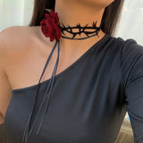 Boho Velvet Flower Collar Rose Choker Saffron Lady Chokers