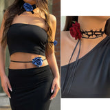 Boho Velvet Flower Collar Rose Choker Saffron Lady Chokers