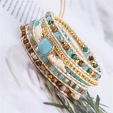 Boho Vintage Stone Wrap Leather Bracelet
