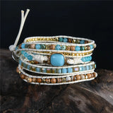 Boho Vintage Stone Wrap Leather Bracelet