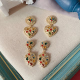 Boho Colorful Crystal Clip Earrings Exaggerated Charm Ear Clips