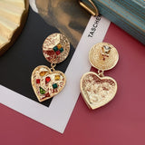 Boho Colorful Crystal Clip Earrings Exaggerated Charm Ear Clips