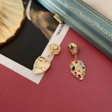 Boho Colorful Crystal Clip Earrings Exaggerated Charm Ear Clips