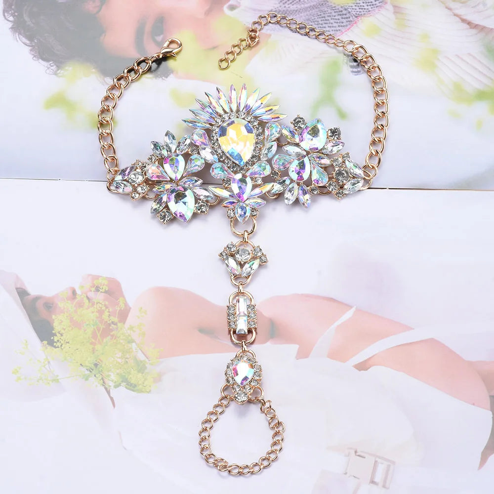 Boho Vintage Crystal Hand Chain Bracelet