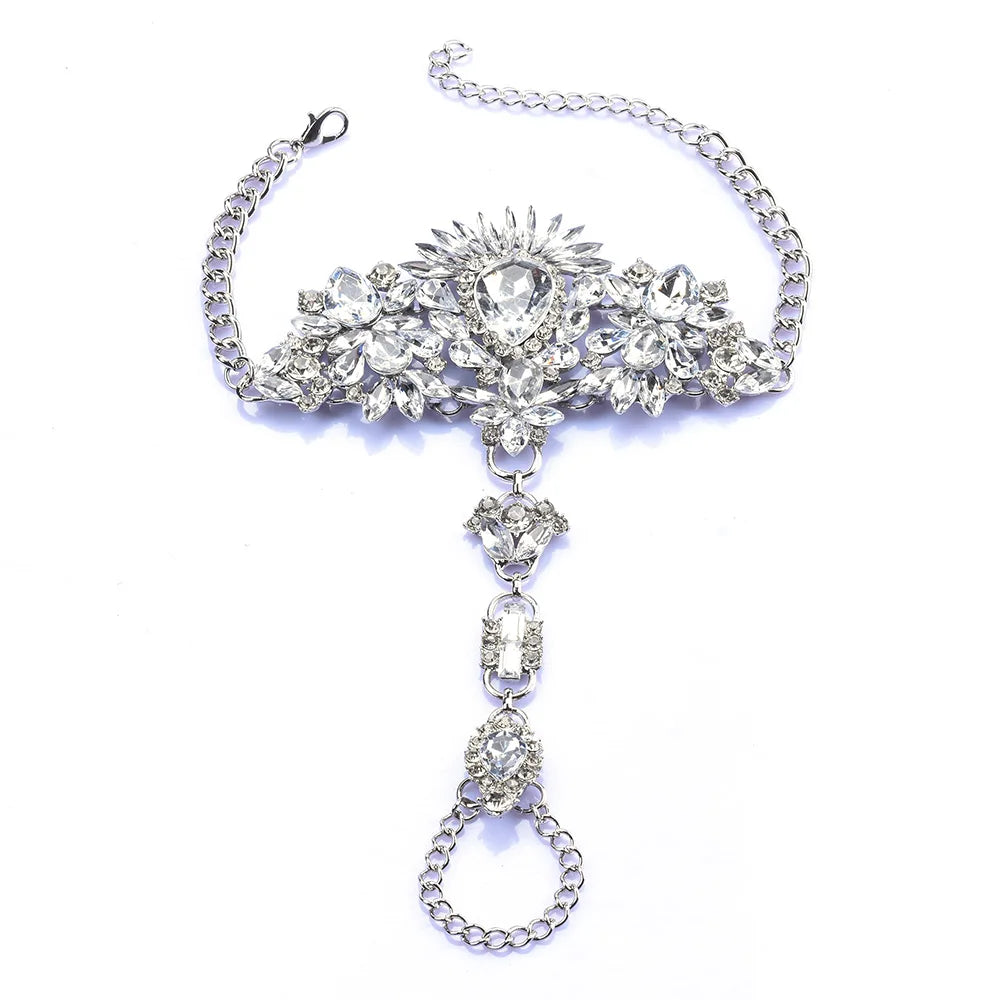 Boho Vintage Crystal Hand Chain Bracelet