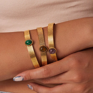 Boho Vintage Stainless Steel Bracelet Women Open Adjustable Bangles