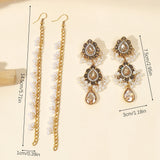 Boho Water Drop Long Earrings Indian Headdress Crystal Pearl Tassel Jewelry