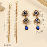 Boho Water Drop Long Earrings Indian Headdress Crystal Pearl Tassel Jewelry