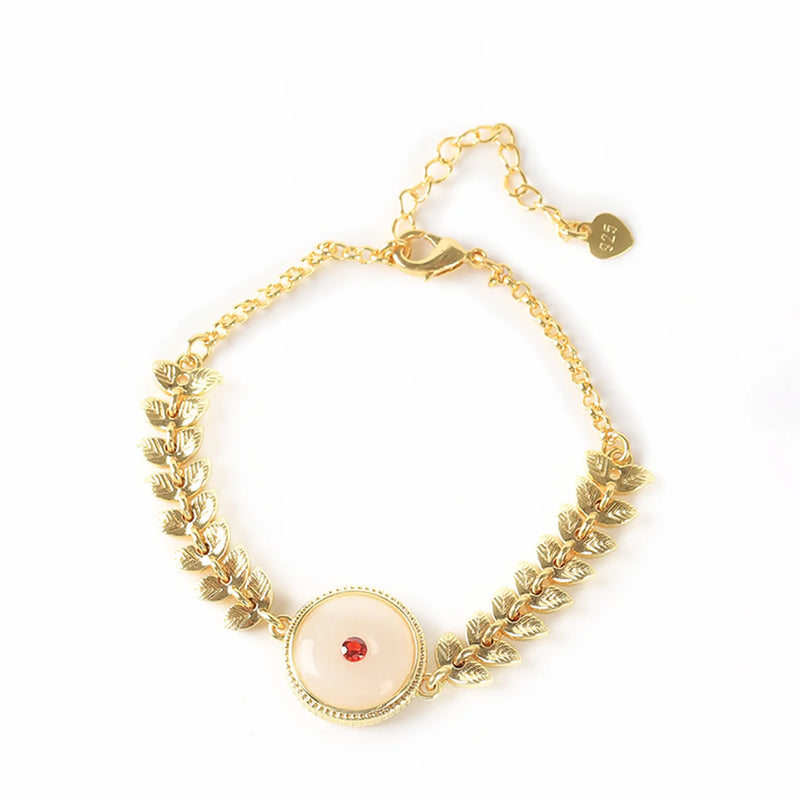 Boho Jade Layered Bracelet Chain Fish Bone Bracelet