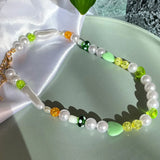 Boho Pearl Cross Smiley Beaded Necklace For Women
