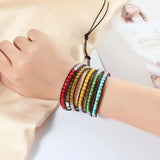Boho Women Leather Bracelet with Chakra Stones Beads 5 Strands Wrap