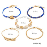 Boho Women Sequins Ankle Bracelet Set Star Moon Lightning Charm Chain