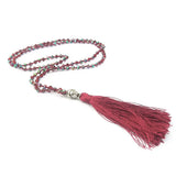 Boho Crystal Tassel Buddha Head Pendant Power Necklace for Girls