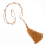 Boho Crystal Tassel Buddha Head Pendant Power Necklace for Girls