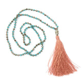 Boho Crystal Tassel Buddha Head Pendant Power Necklace for Girls