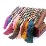 Boho Crystal Tassel Buddha Head Pendant Power Necklace for Girls