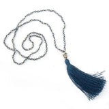Boho Crystal Tassel Buddha Head Pendant Power Necklace for Girls