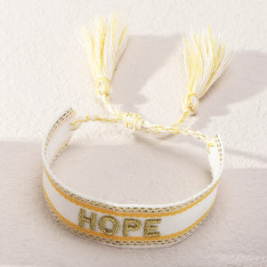 Boho Woven Letter Embroidery Tassel LOVE NICE Bracelet For Women