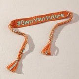 Boho Woven Letter Embroidery Tassel LOVE NICE Bracelet For Women