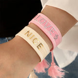 Boho Woven Letter Embroidery Tassel LOVE NICE Bracelet For Women