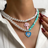 Boho Yin Yang Cross Colorful Clay Bead Necklace for Women