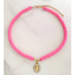 Boho Yin Yang Cross Colorful Clay Bead Necklace for Women