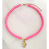 Boho Yin Yang Cross Colorful Clay Bead Necklace for Women