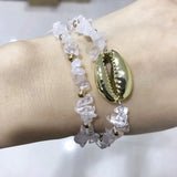 Baroque Shell Bead Bracelet Boho Crystal Statement Jewelry for Women