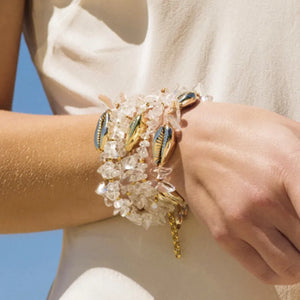 Baroque Shell Bead Bracelet Boho Crystal Statement Jewelry for Women