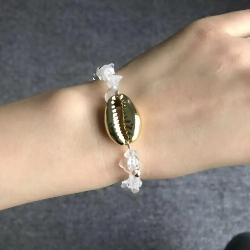 Baroque Shell Bead Bracelet Boho Crystal Statement Jewelry for Women