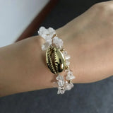 Baroque Shell Bead Bracelet Boho Crystal Statement Jewelry for Women