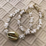 Baroque Shell Bead Bracelet Boho Crystal Statement Jewelry for Women