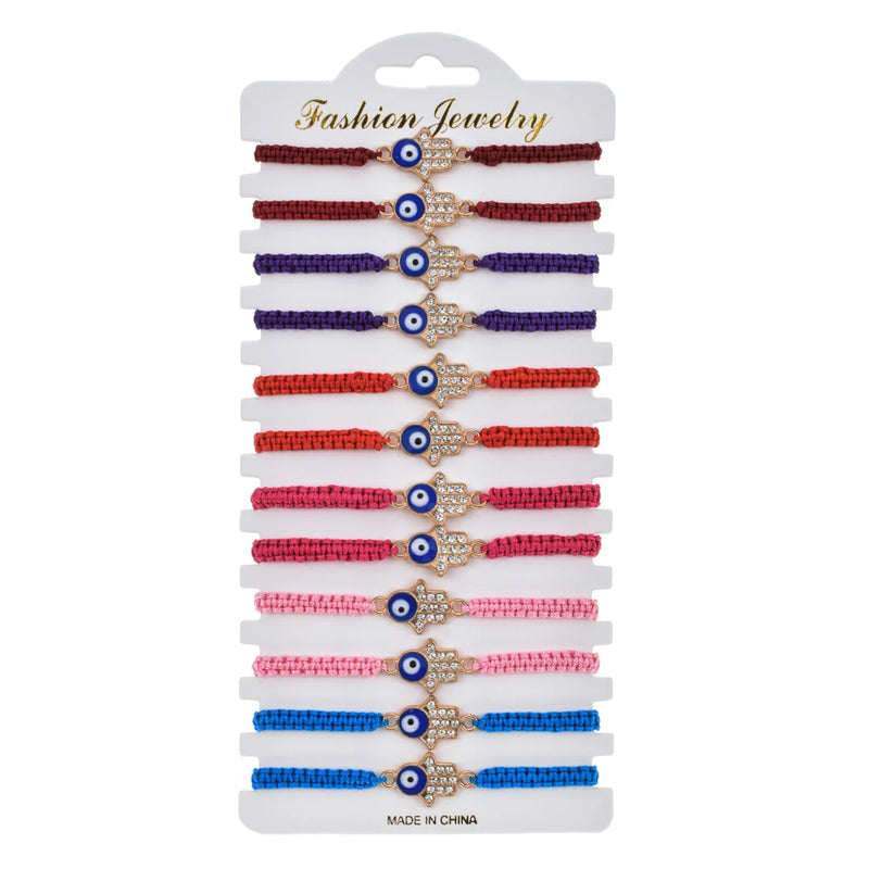 Woven Rope Chain Bracelet with Evil Eye Charms for Women Men