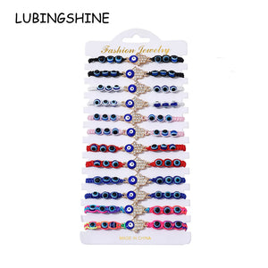 Woven Rope Chain Bracelet with Evil Eye Charms for Women Men