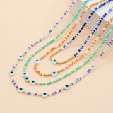 BohoBliss Summer Beaded Necklace Evil Eye Pearl Choker