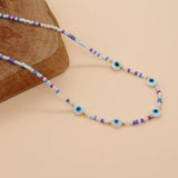 BohoBliss Summer Beaded Necklace Evil Eye Pearl Choker
