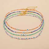 BohoBliss Summer Beaded Necklace Evil Eye Pearl Choker