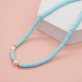 BohoBliss Freshwater Pearl Necklace Clay Beads Choker Waterproof Shell Star