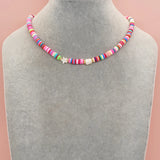 BohoBliss Freshwater Pearl Necklace Clay Beads Choker Waterproof Shell Star