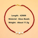 Boho Beads Necklace Pearl Pendant Women's Chain Jewelry