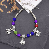 Boho Moon Elephant Metal Pendant Women's Bracelet