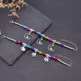 Boho Moon Elephant Metal Pendant Women's Bracelet