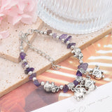 Boho Elephant Charm Bracelet - Natural Stone Beads - Women's Boho Style
