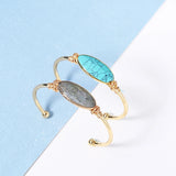 Bojiu Women Bangles Natural Stone Metal BR032