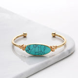 Bojiu Women Bangles Natural Stone Metal BR032
