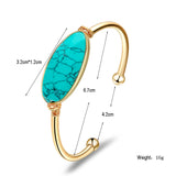Bojiu Women Bangles Natural Stone Metal BR032