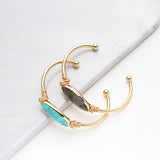 Bojiu Women Bangles Natural Stone Metal BR032