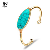 Bojiu Women Bangles Natural Stone Metal BR032