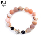 Bojiu Women's Crystal Zircon Beads Bracelet Natural Stone Charms BC143