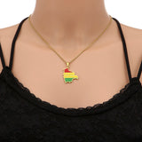 Bolivia Map Flag Pendant Necklace Stainless Steel For Women Girls